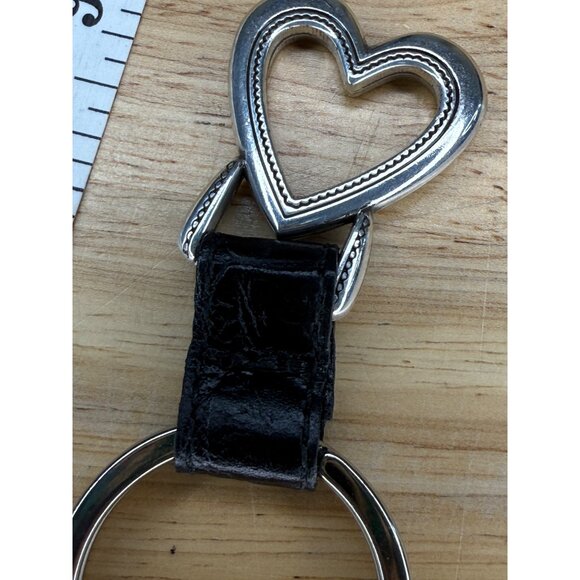 Brighton Silver Heart Key Chain With Black Leather Accent - Picture 8 of 9